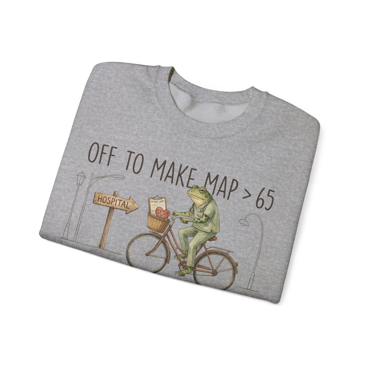 Off To Make Map Greater Than 65 Frog Sweatshirt, ICU Nurse Sweatshirt, Critical Care Nurse Gift, Funny Frog Bicycle Nurse Sweatshirt, Cardia