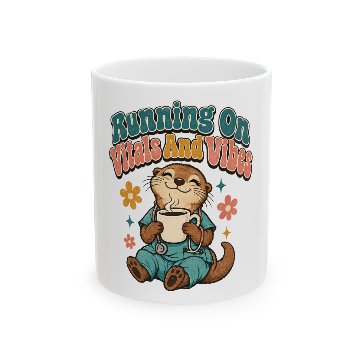 Running On Vitals And Vibes Mug, Funny Nurse Gift for Her Him, Nurse Christmas Gift, Coffee Mug 11oz 15oz