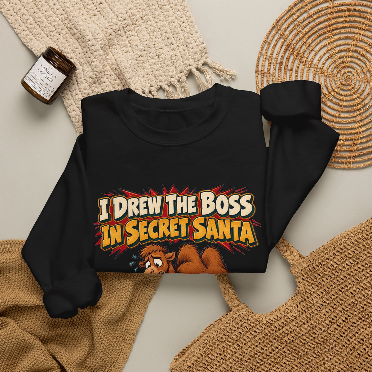 Funny Secret Santa Sweatshirt I Drew The Boss In Secret Santa Shirt, Funny Holiday Gift Tee, Christmas Gift Idea