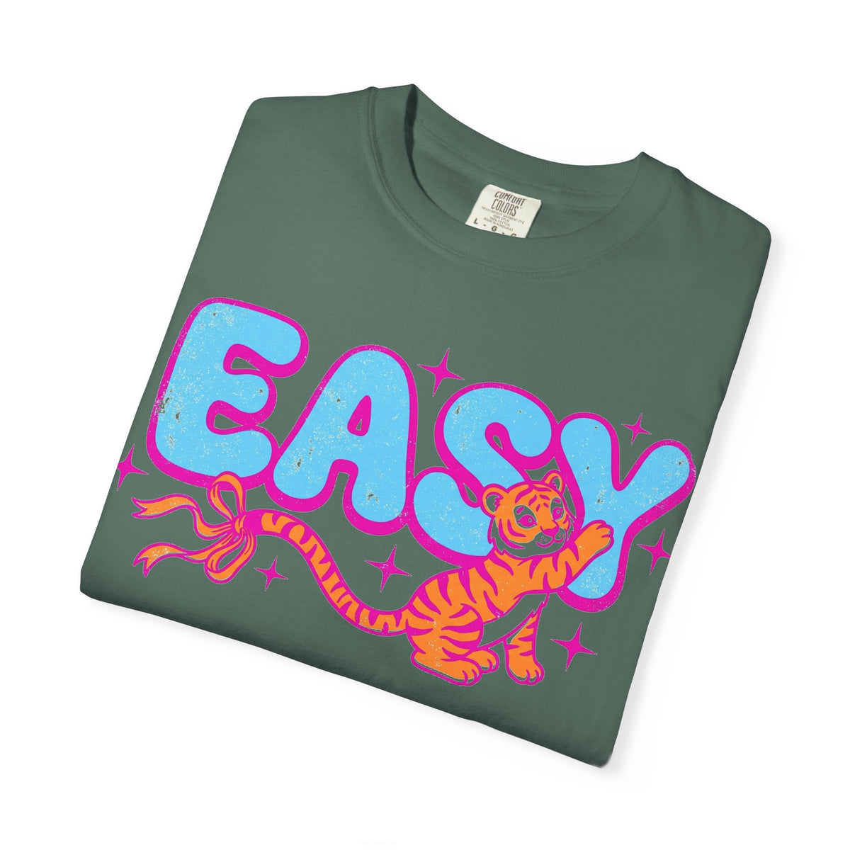 Easy Tiger Bow Shirt, Y2K Cub Bubble Type Tee, Retro Pink Blue Tiger Shirt, Trendy Gift