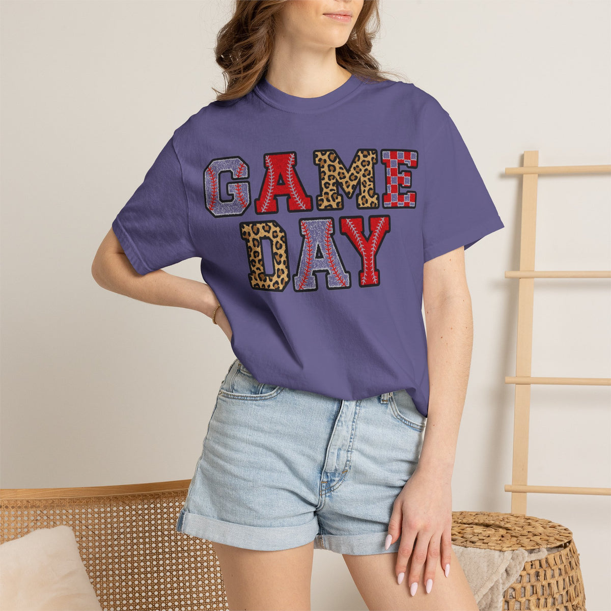 Game Day Varsity Patch Shirt, Baseball Leopard Letter Tee, Sports Mom Shirt, Baseball Mom Gift