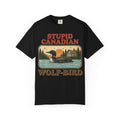 Stupid Canadian Wolf-Bird Shirt, Retro Loon Lake Badge Tee, Funny Canada Cabin Shirt, Lake Life Gift