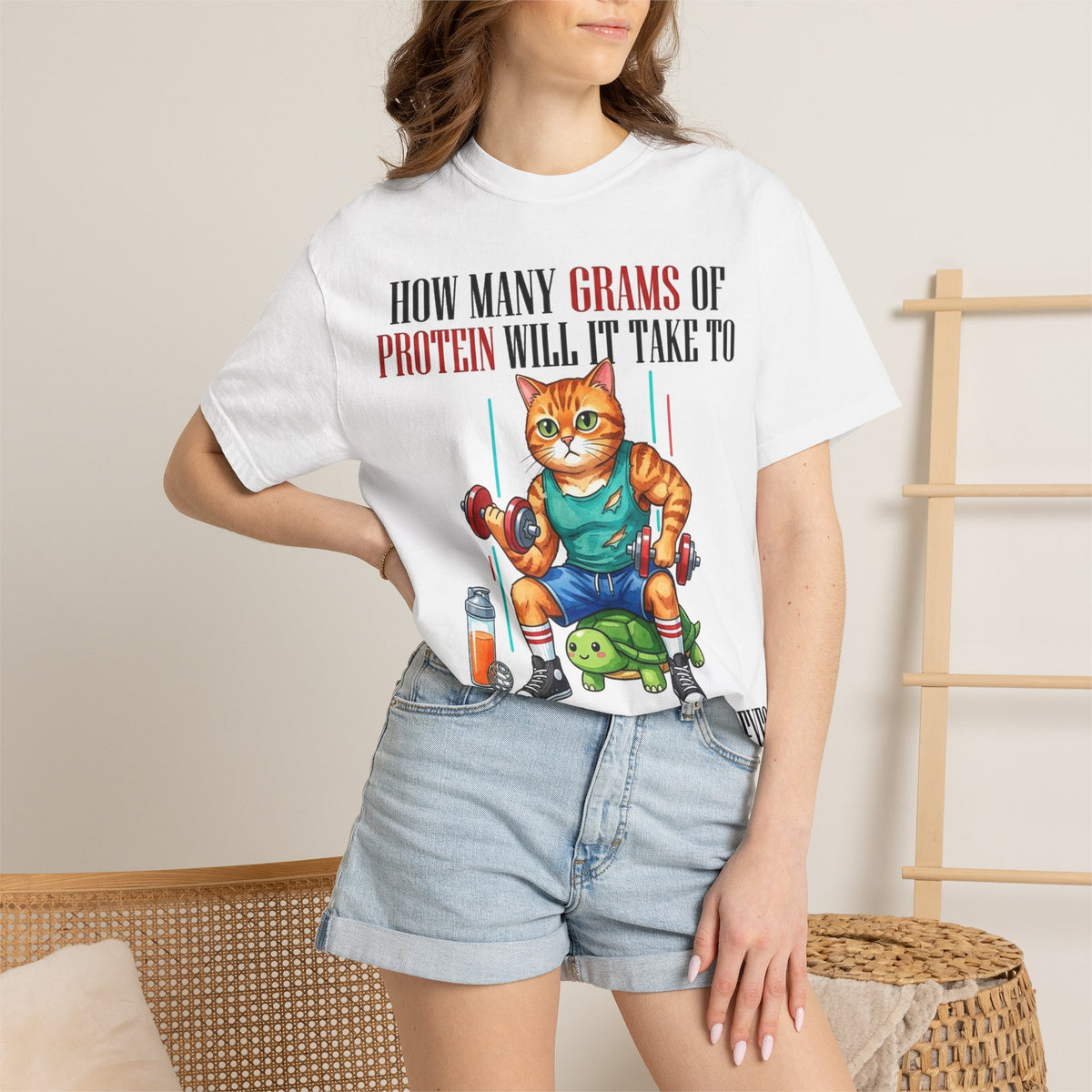 How Many Grams Of Protein Restore The Light In My Eyes Wide Shirt, Buff Gym Cat Tee, Funny Lifting Shirt, Gym Gift