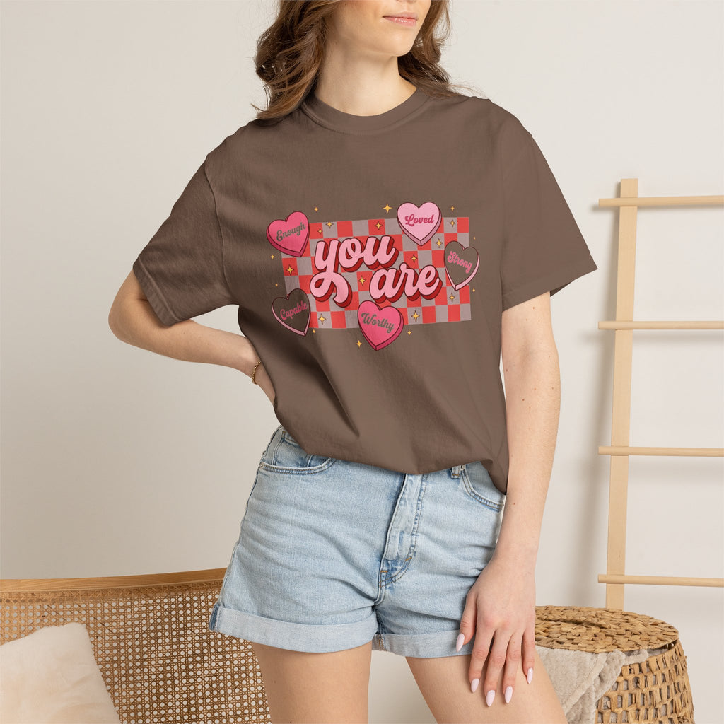 You Are Enough Candy Heart Shirt, Red Check Affirmation Tee, Valentines Self Love Shirt, Gift For Her