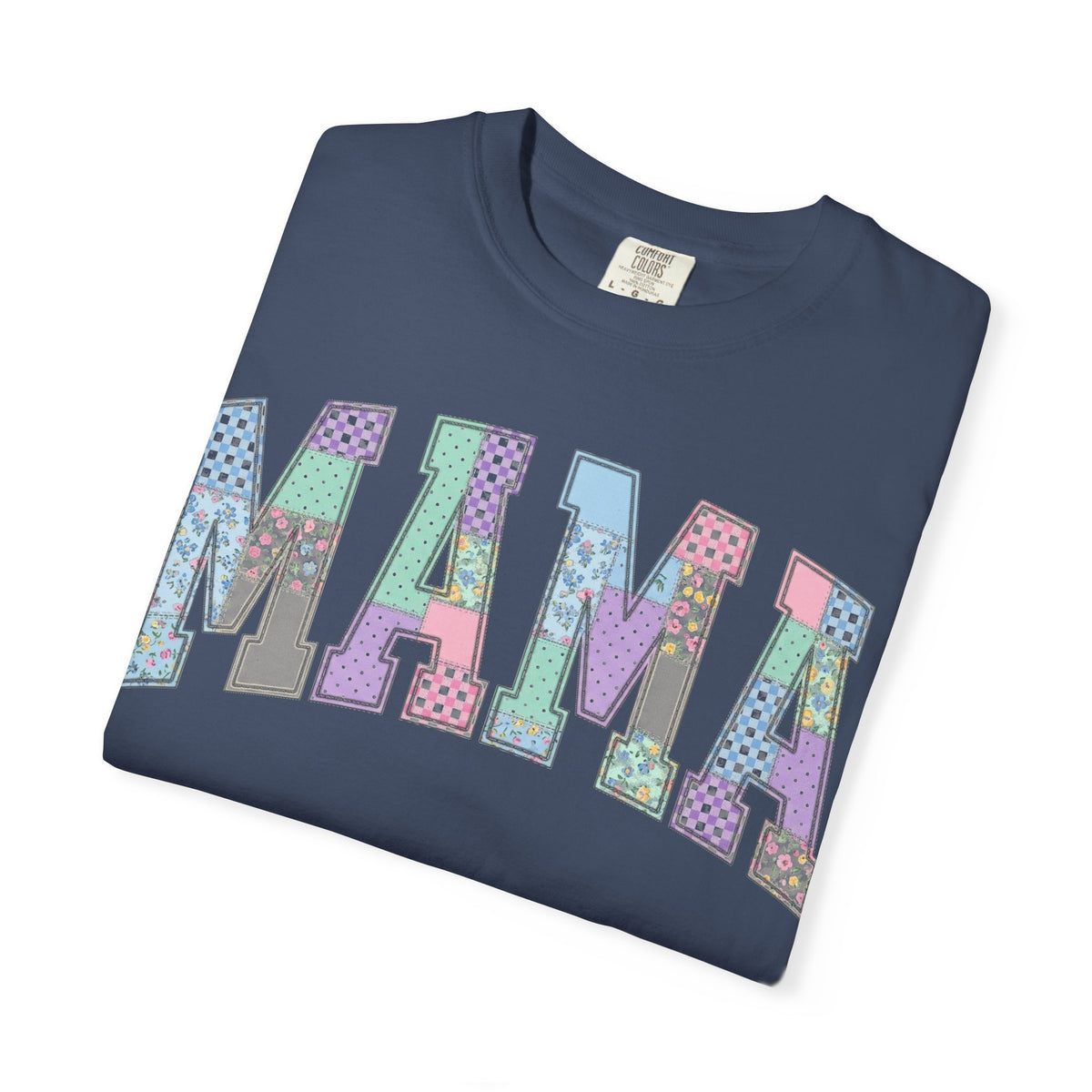 Mama Arched Patchwork Shirt, Pastel Quilt Letter Tee, Cottagecore Mom Shirt, Mothers Day Gift