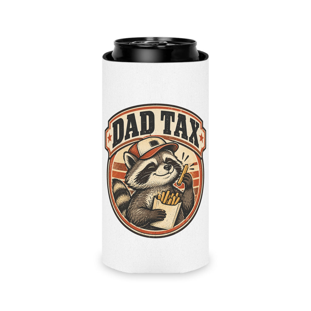 Dad Tax Raccoon Can Cooler, Funny Beer Can Sleeve, Dad Gift Stocking Stuffer