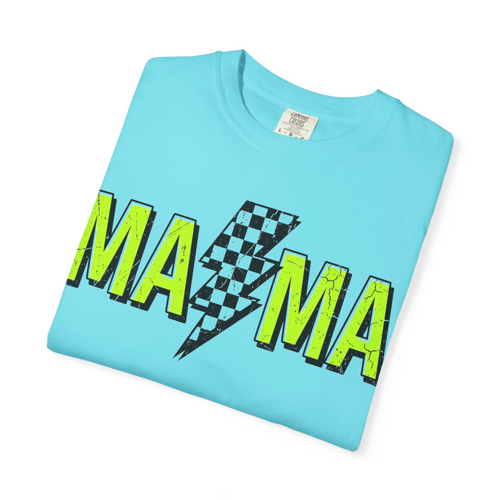 Mama Lightning Bolt Shirt, Neon Green Checkered Bolt Tee, Edgy Mom Shirt, Mama Gift
