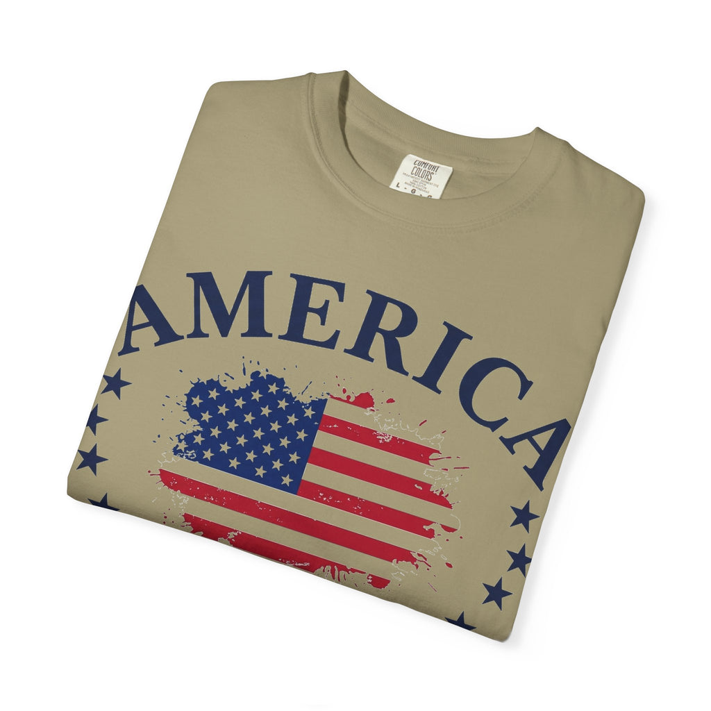 America 1776 2026 Wide Flag Shirt, Patriotic Star Border Tee, Distressed USA Flag Shirt, July 4th Gift