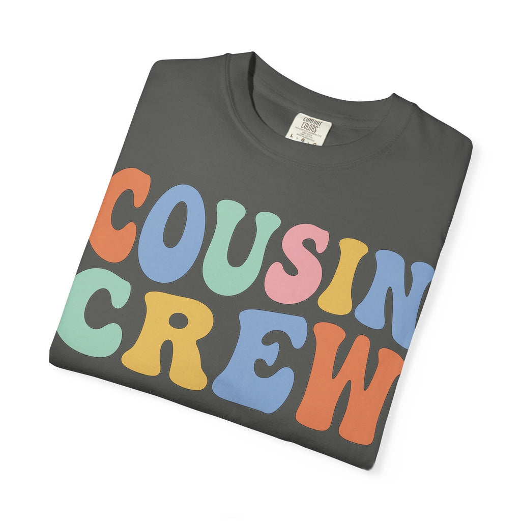 Cousin Crew Wide Groovy Shirt, Pastel Retro Letter Tee, Family Reunion Matching Shirt, Cousin Gift