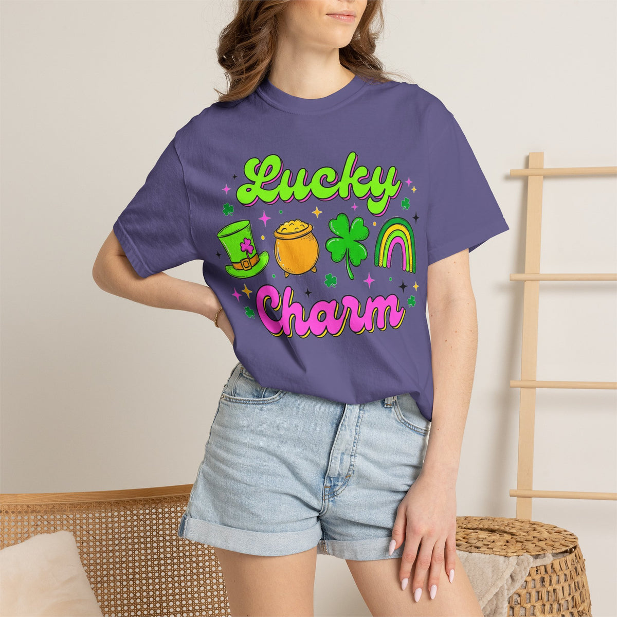 Lucky Charm Shirt, Retro St Patricks Day Doodle Tee, Pot Of Gold Rainbow Shirt, Irish Gift