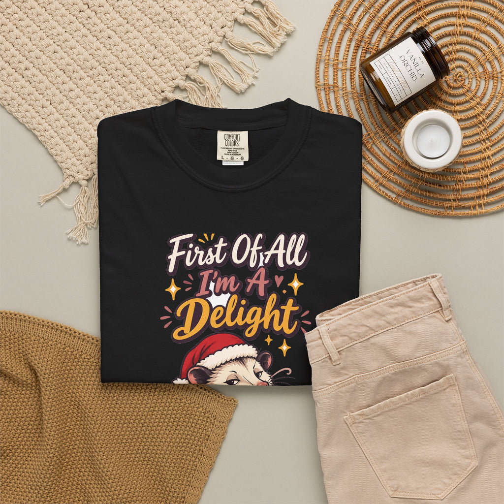Sarcastic Gift First Of All I'm A Delight Ornament Mug Shirt Funny Christmas Gift for Coworker Sister Friend Opossum