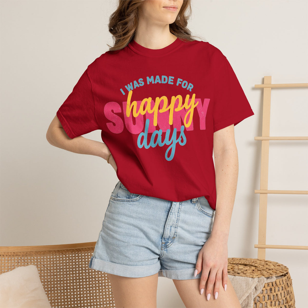 I Was Made For Happy Sunny Days Pastel Shirt, Soft Retro Summer Tee, Beach Vacation Shirt, Summer Gift