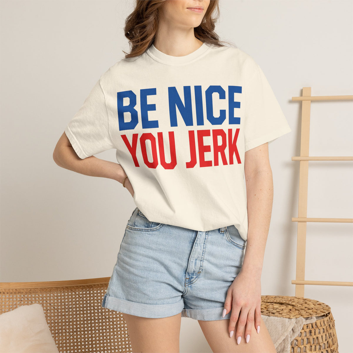 Be Nice You Jerk Shirt, Funny Sarcastic Quote Tee, Bold Retro Typography Shirt, Snarky Gift