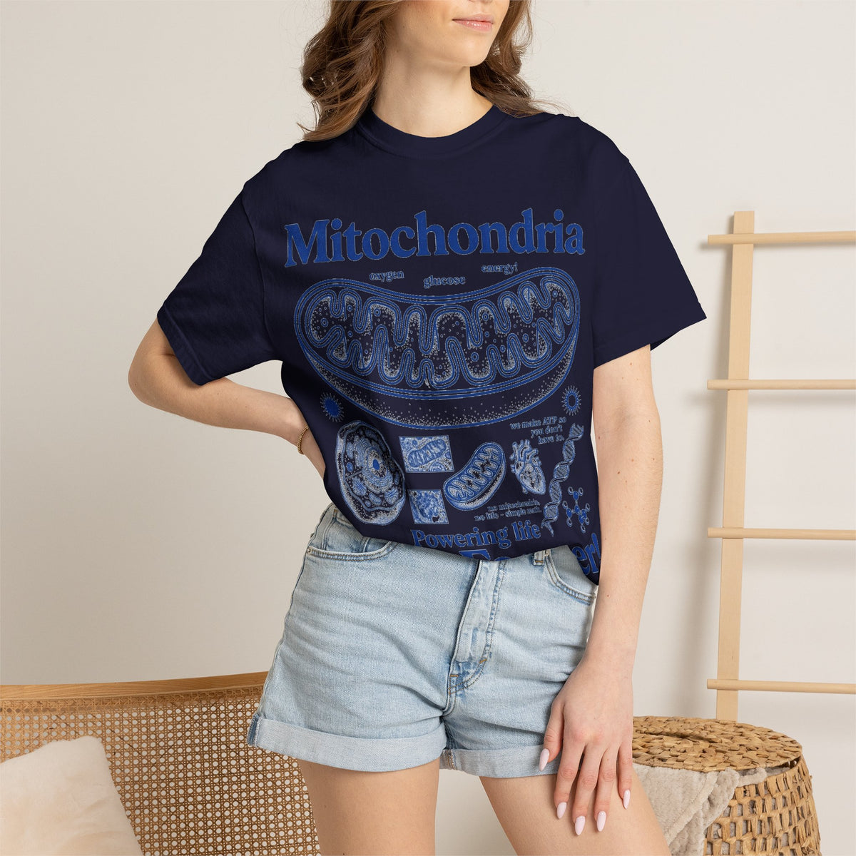Mitochondria Powering Life Since Forever Tall Shirt, Retro Biology Poster Tee, Science Teacher Shirt, Nerd Gift