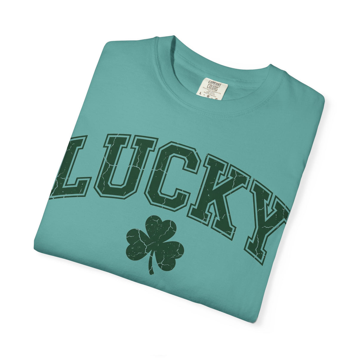 Lucky Shamrock Varsity Shirt, Distressed Green Clover Tee, St Patricks Day Collegiate Shirt, Irish Gift