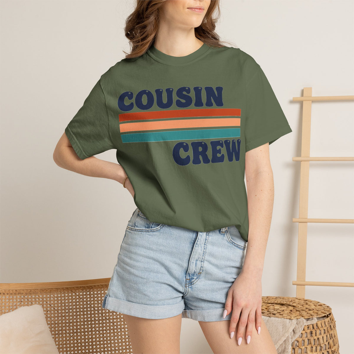 Cousin Crew Stacked Stripe Shirt, Vintage Stripe Family Tee, Matching Cousin Shirt, Reunion Gift