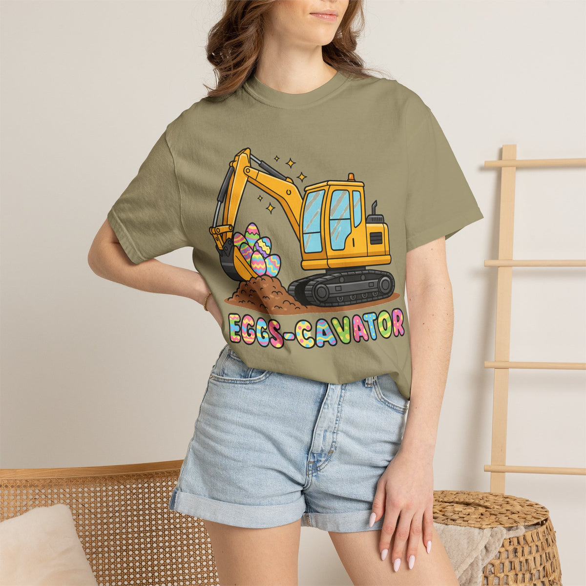 Eggs-Cavator Big Digger Shirt, Easter Excavator Tee, Construction Easter Shirt, Kids Easter Gift