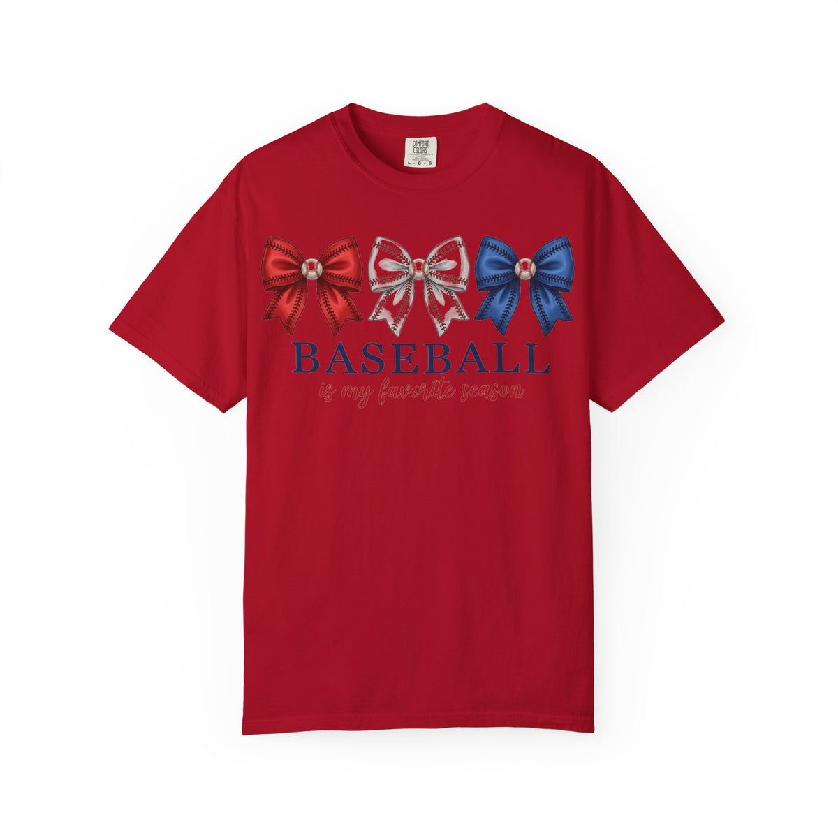 Baseball Is My Favorite Season Tee, Small Bow Trio Baseball Shirt, Coquette Sports Mom Shirt, Game Day Gift