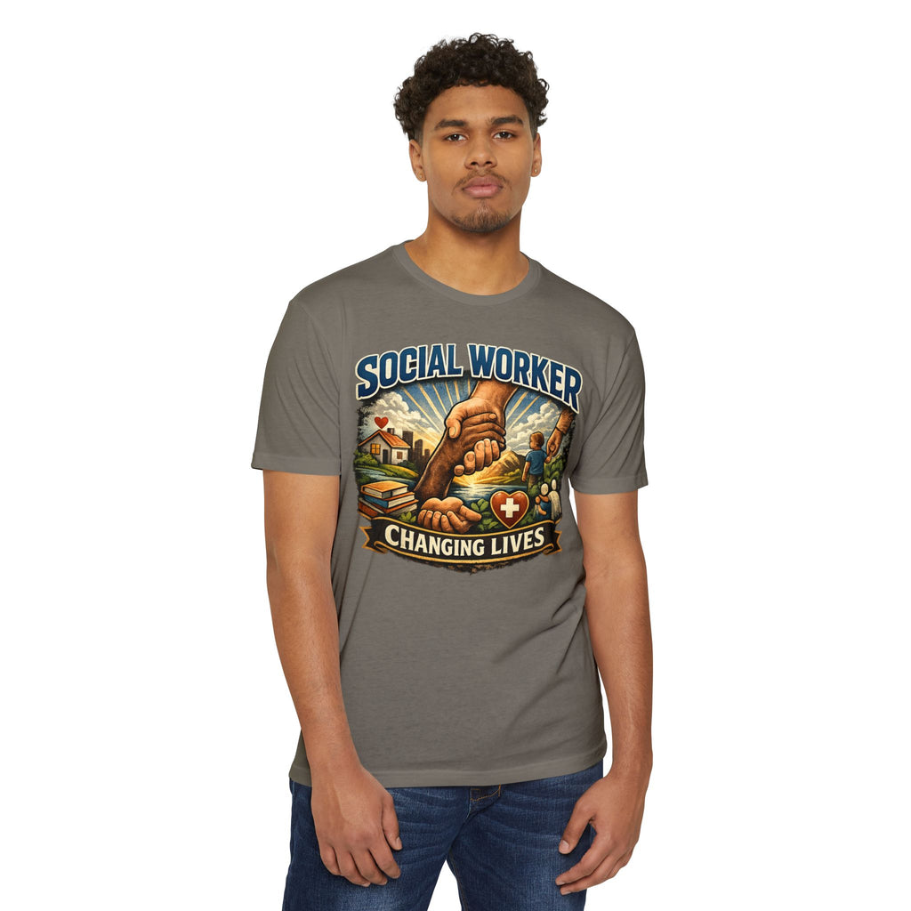 Social Worker T-Shirt — "Changing Lives" Graphic Tee for Caregivers & Advocates