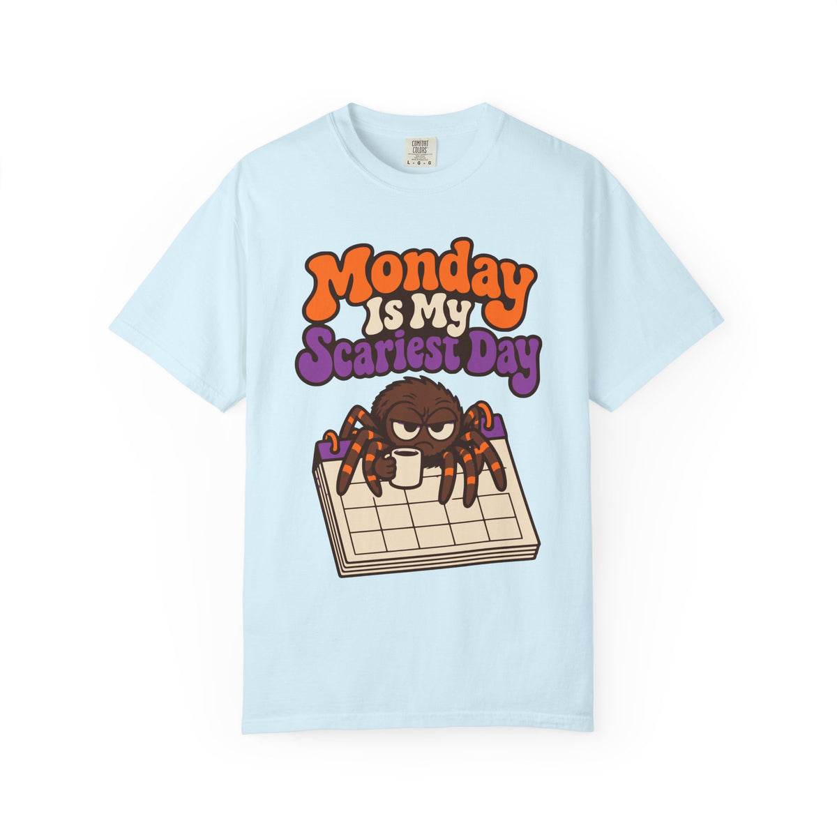 Monday Is My Scariest Day Halloween Shirt, Funny Spider Coffee Tee, Retro Spooky Humor