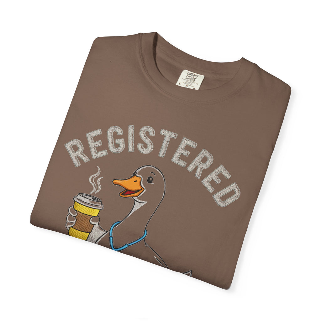 Registered Silly Goose Coffee Cup Shirt, Faux Stitch Nurse Goose Tee, Funny Nurse Shirt, RN Gift