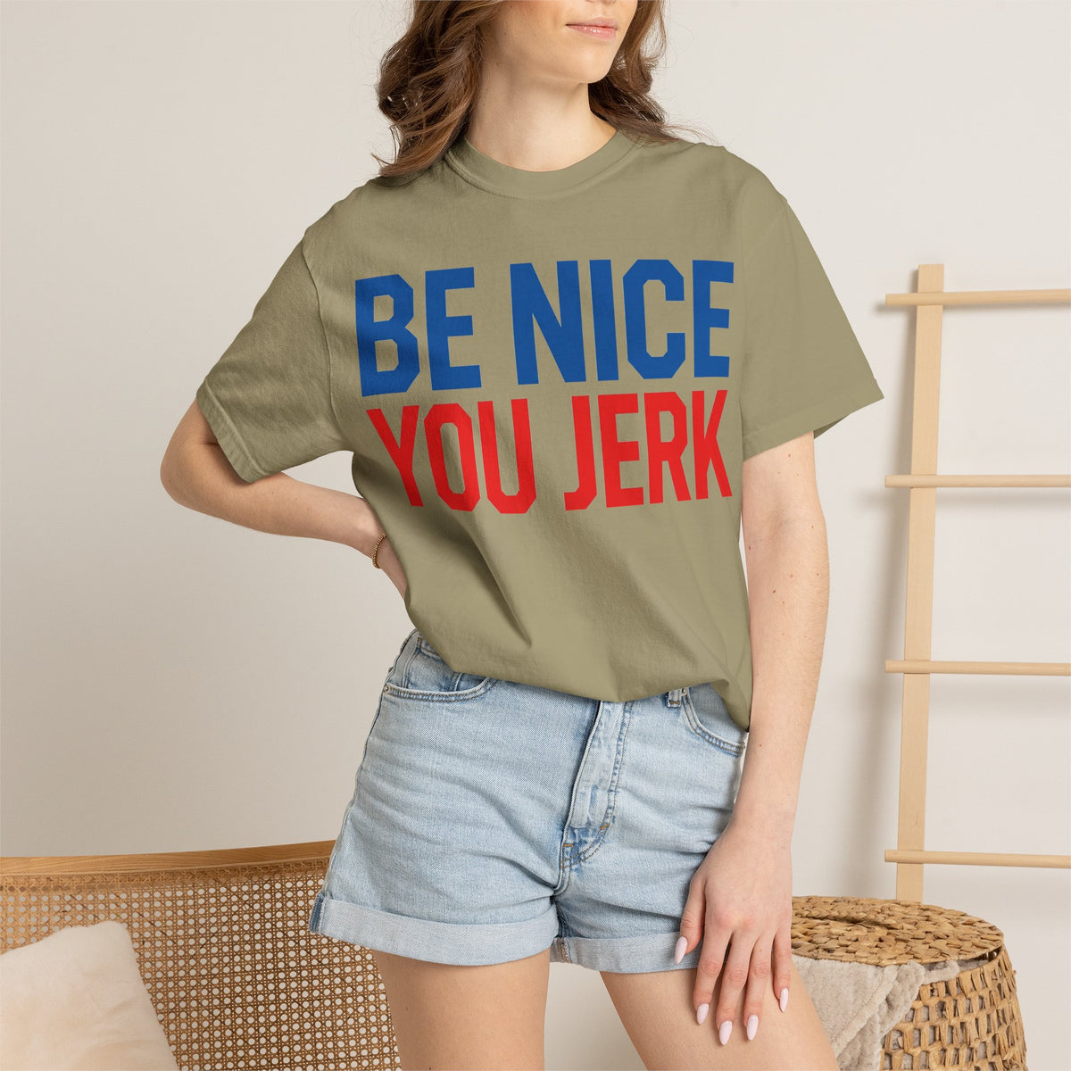 Be Nice You Jerk Shirt, Funny Sarcastic Quote Tee, Bold Retro Typography Shirt, Snarky Gift