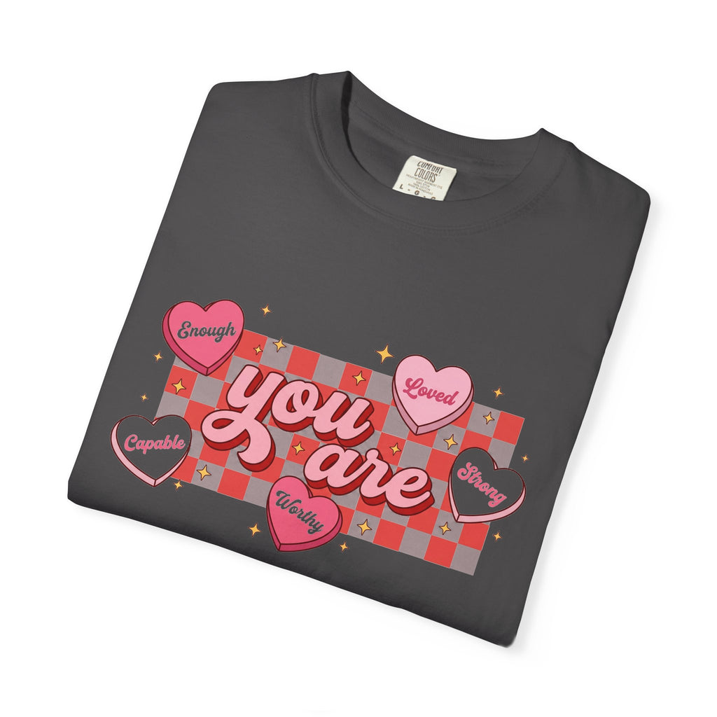 You Are Enough Candy Heart Shirt, Red Check Affirmation Tee, Valentines Self Love Shirt, Gift For Her