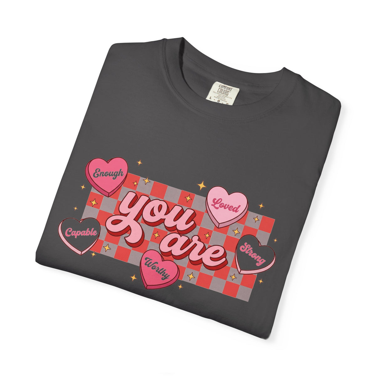 You Are Enough Candy Heart Shirt, Red Check Affirmation Tee, Valentines Self Love Shirt, Gift For Her