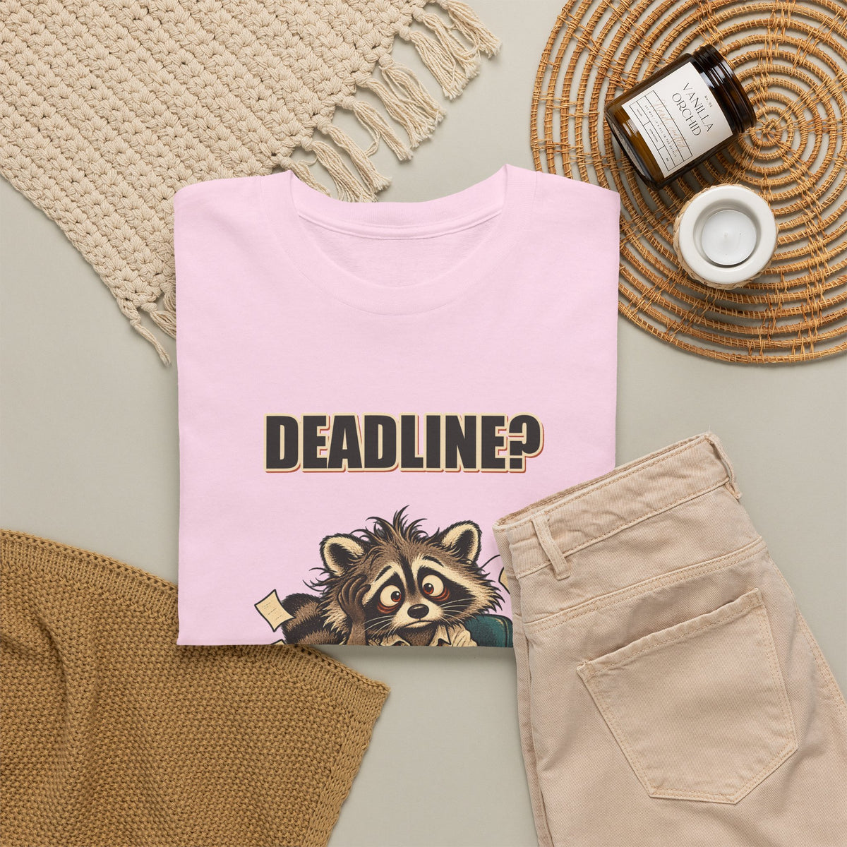 Deadline? Never Met Her – Office Raccoon T-Shirt