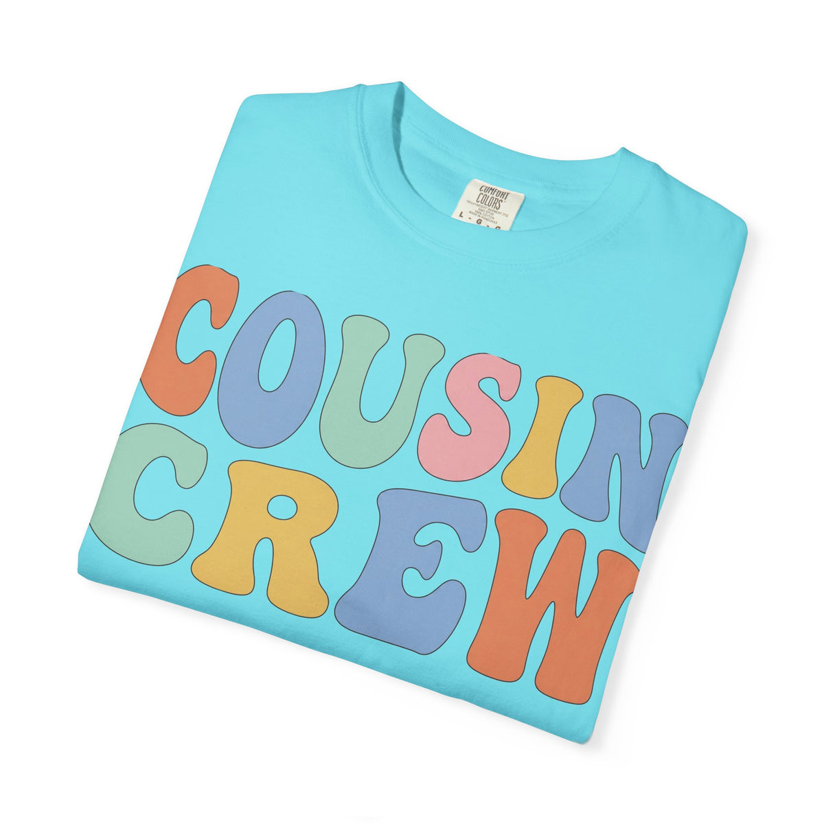Cousin Crew Wide Groovy Shirt, Pastel Retro Letter Tee, Family Reunion Matching Shirt, Cousin Gift