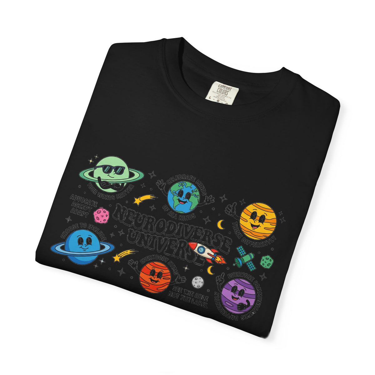 Neurodiverse Universe Wide Shirt, Autism Acceptance Planets Tee, Inclusion Teacher Shirt, SPED Gift
