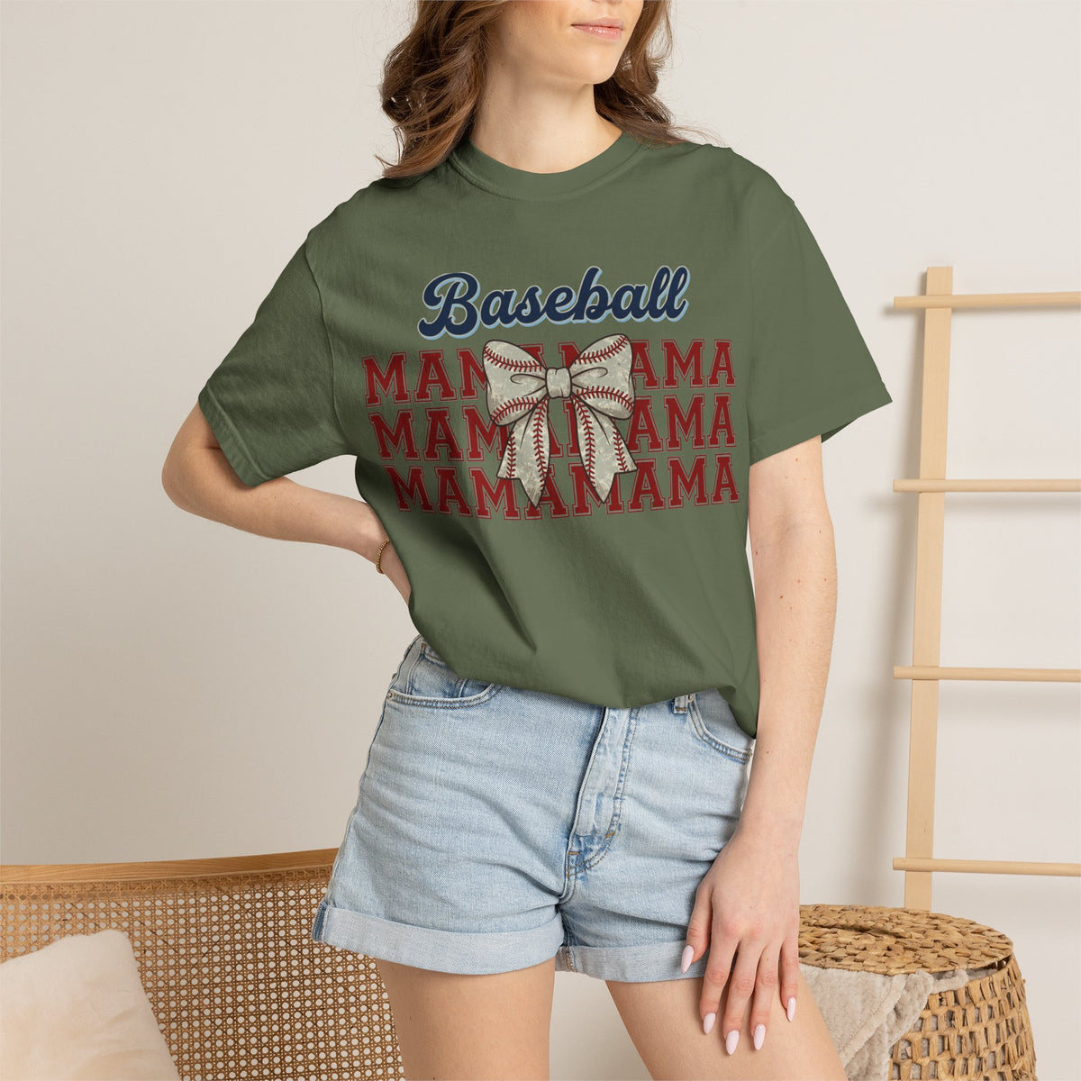 Baseball Mama Shirt, Stacked Varsity Mama Tee, Baseball Bow Mom Shirt, Game Day Baseball Mom Gift