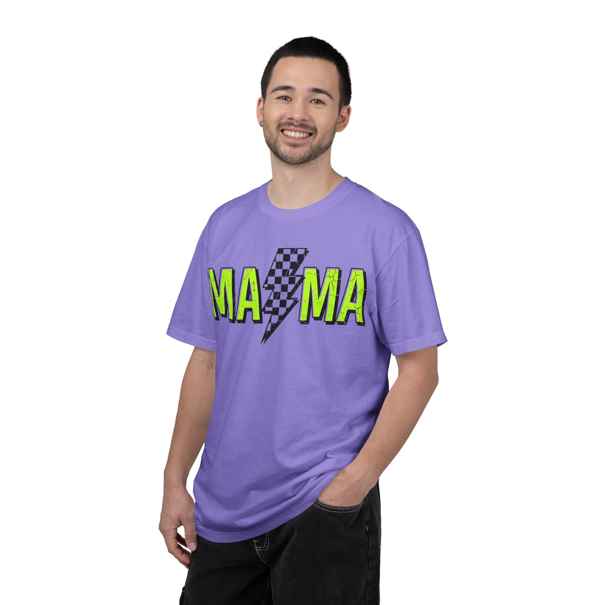 Mama Lightning Bolt Shirt, Neon Green Checkered Bolt Tee, Edgy Mom Shirt, Mama Gift