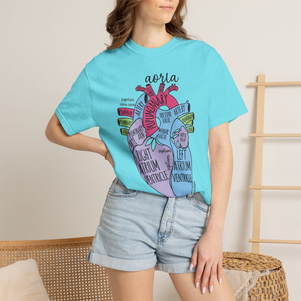 Labelled Heart Anatomy Shirt, Pastel Cardiac Diagram Tee, Nursing School Shirt, Cardiology Gift