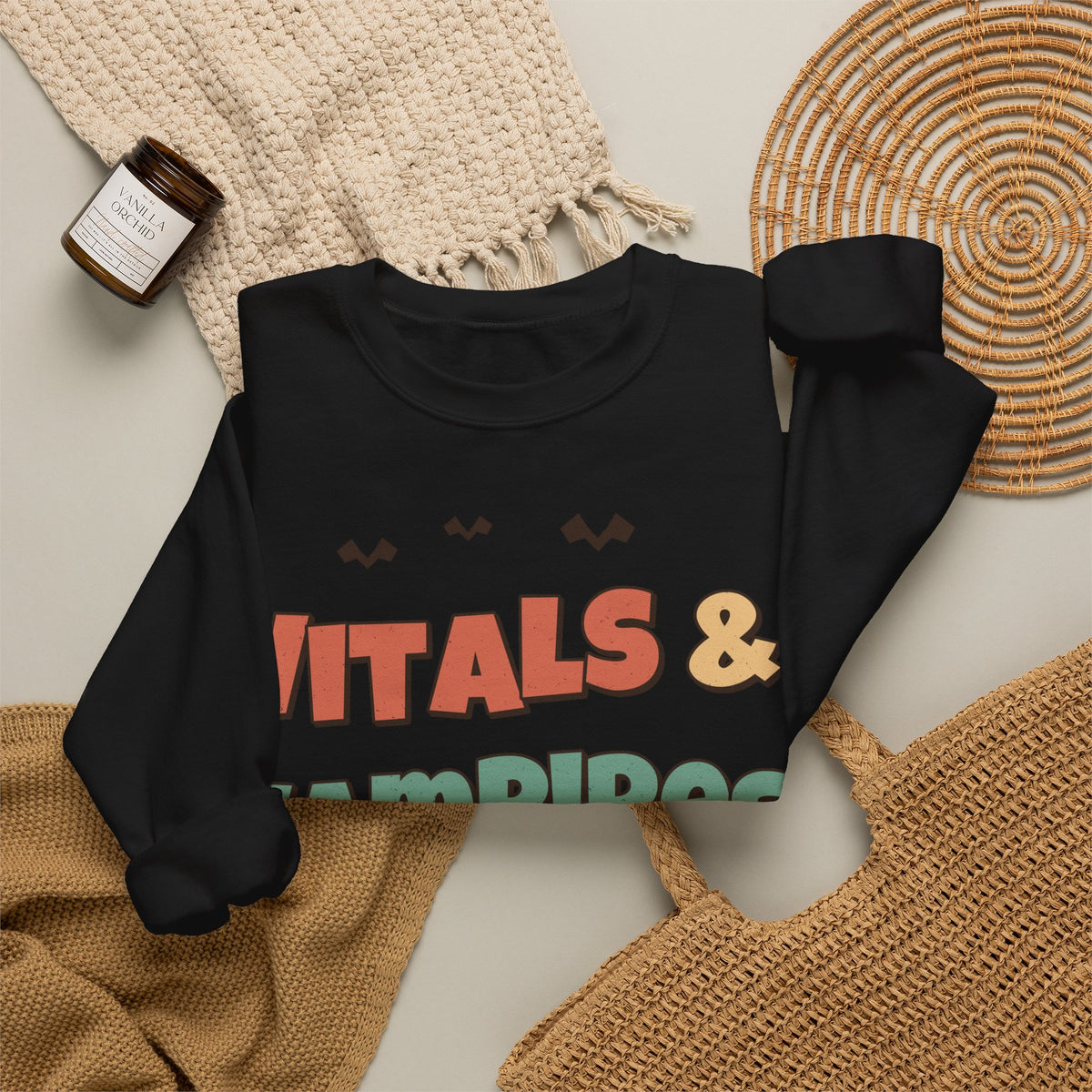 Nurse Halloween Sweatshirt Vitals & Vampires | Retro Nurse Halloween Sweatshirt | ER ICU Nurse Gift | Halloween 2026