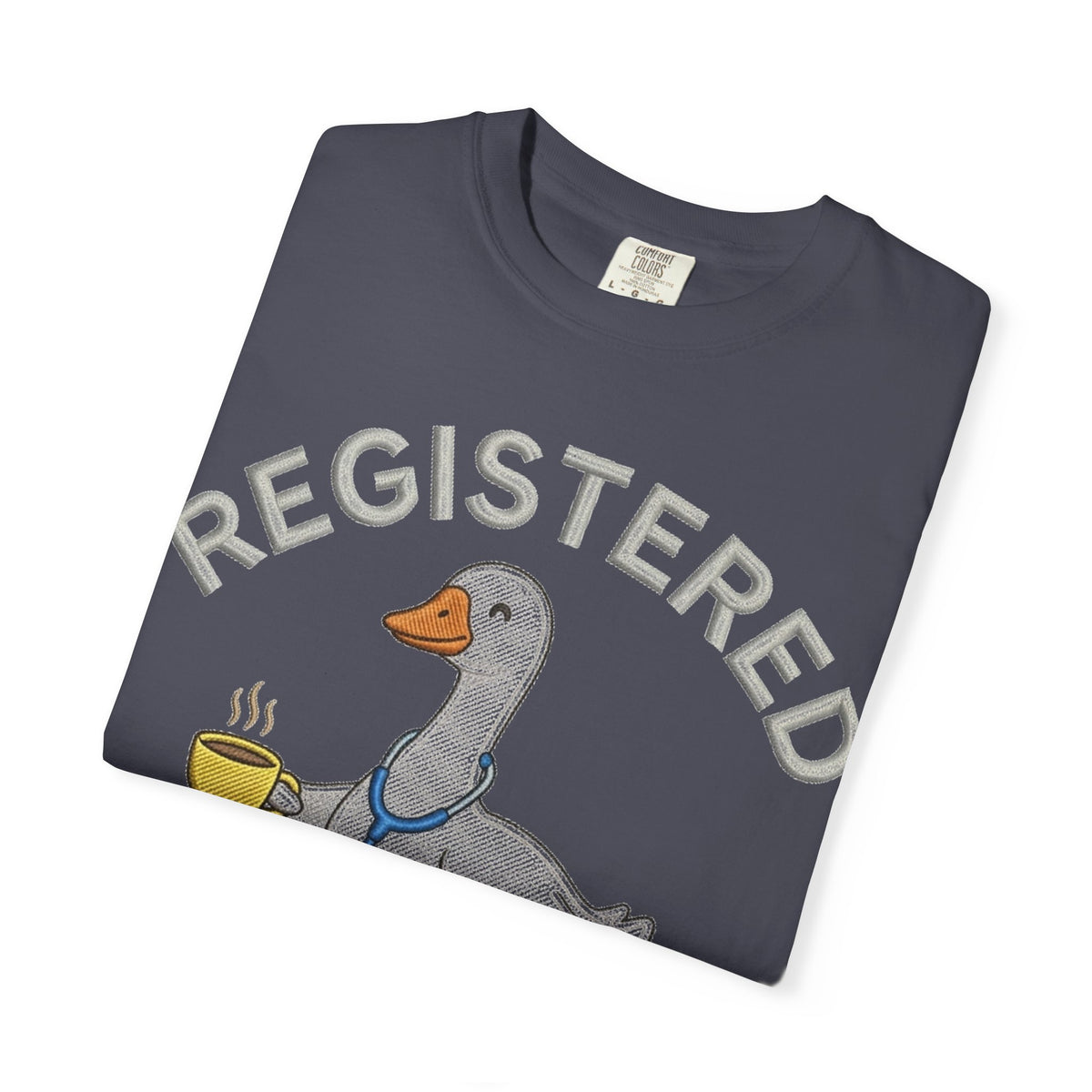 Registered Silly Goose Straight Text Shirt, Embroidered Look Nurse Goose Tee, Funny RN Shirt, Nurse Gift