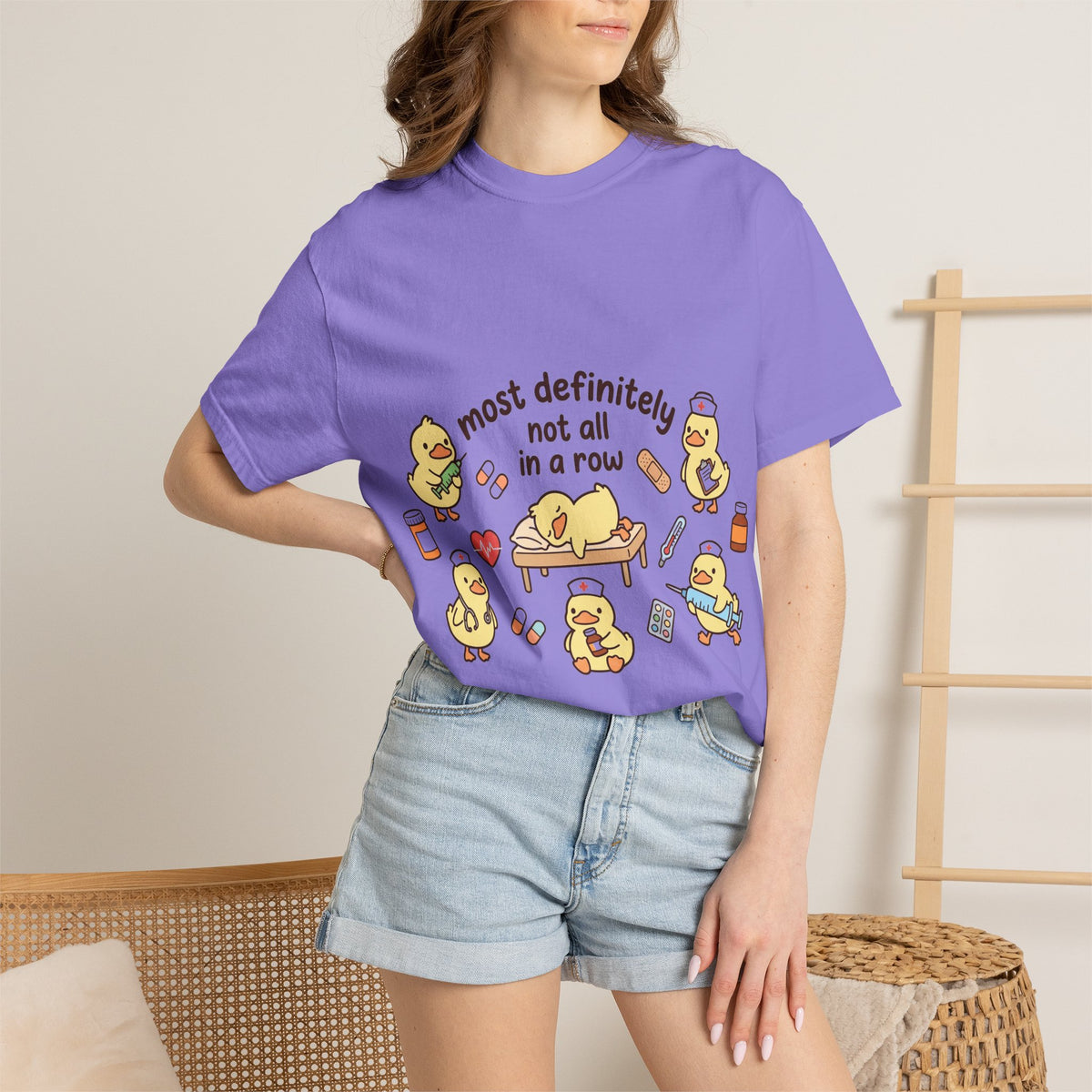Most Definitely Not All In A Row Shirt, Funny Nurse Duck Tee, Cute Duckling Nurse Shirt, RN Gift