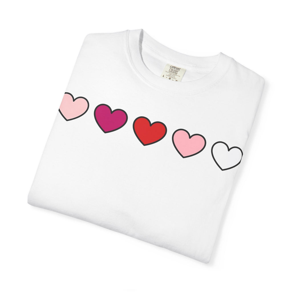 Five Pink Hearts Shirt, Minimal Valentine Heart Row Tee, Pastel Heart Shirt, Valentines Gift