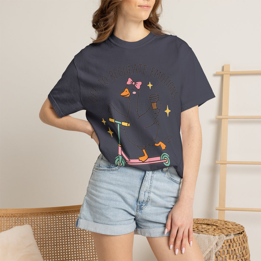 Off To Regulate Emotions Shirt, Funny Therapy Goose Scooter Tee, Mental Health Humor Shirt, Therapist Gift