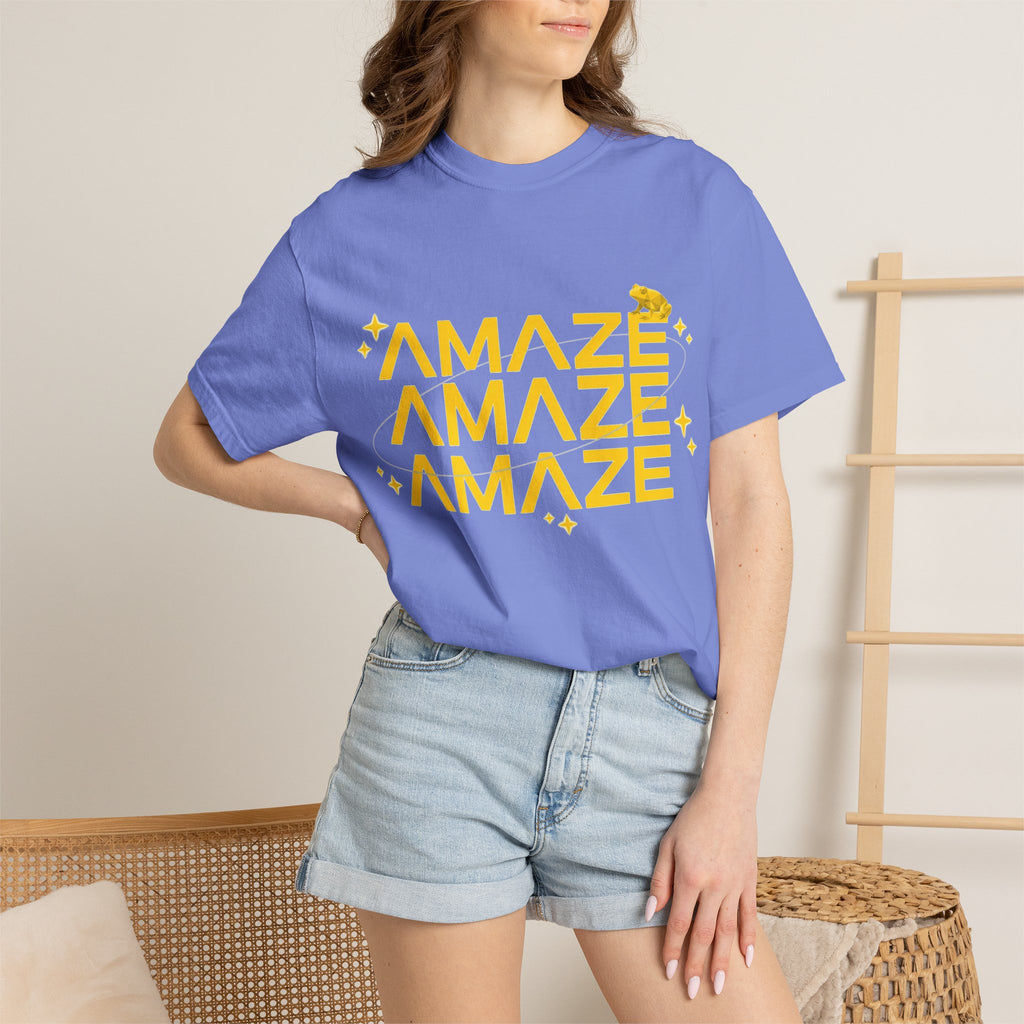 Amaze Amaze Amaze Shirt, Retro Stacked Type Tee, Tiny Frog Graphic Shirt, Funny Minimal Gift