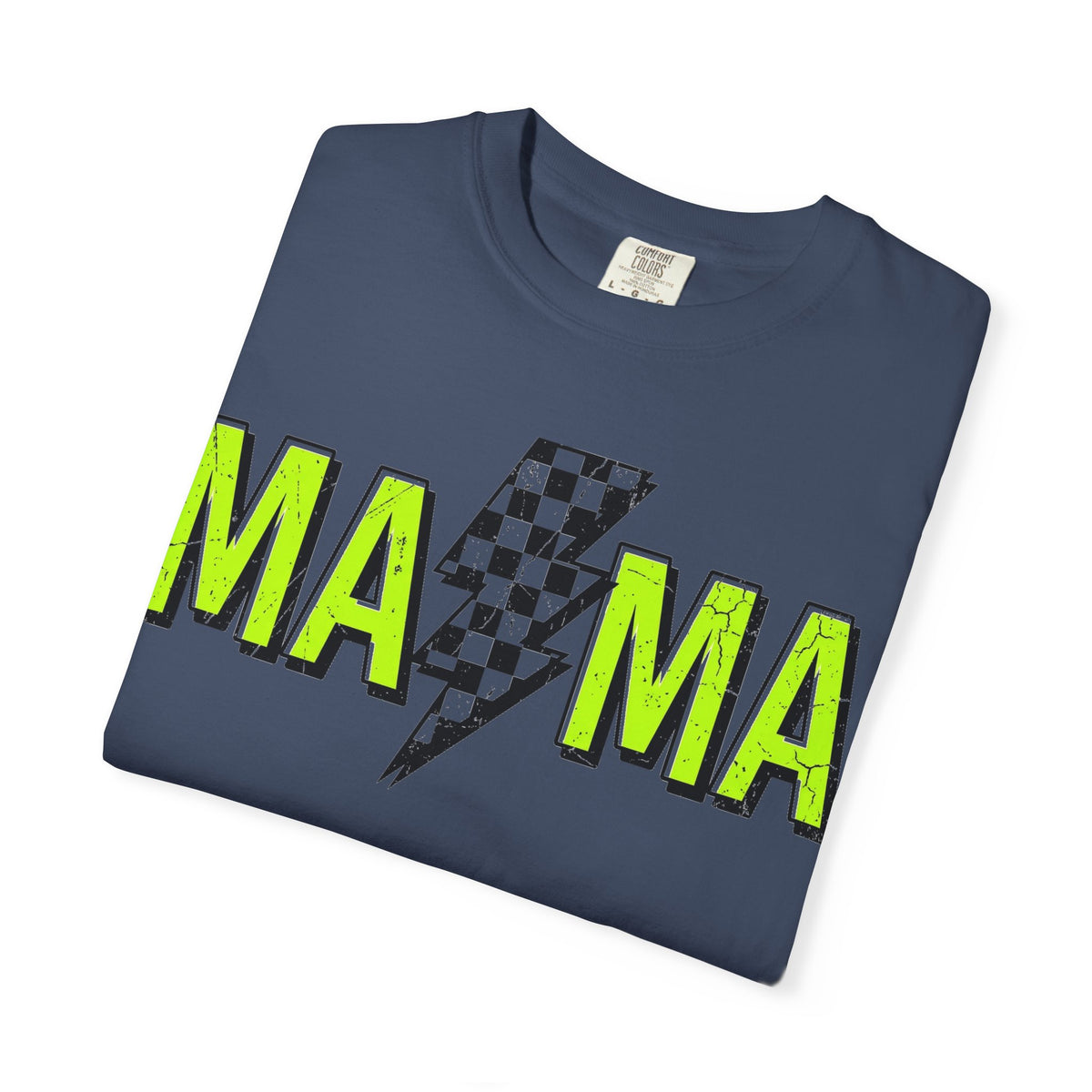Mama Lightning Bolt Shirt, Neon Green Checkered Bolt Tee, Edgy Mom Shirt, Mama Gift