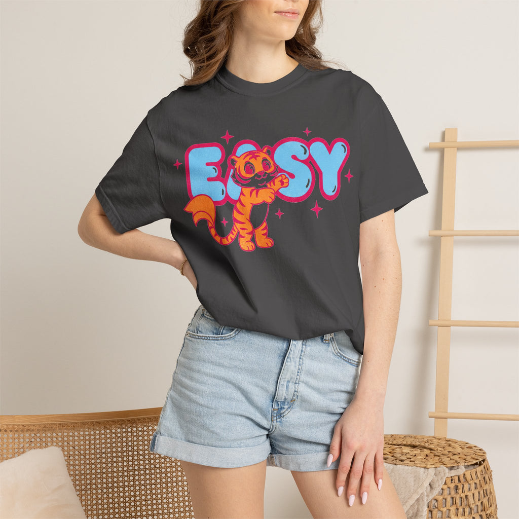 Easy Tiger Centre Cub Shirt, Y2K Retro Bubble Tiger Tee, Pink Sparkle Shirt, Funny Flirty Gift
