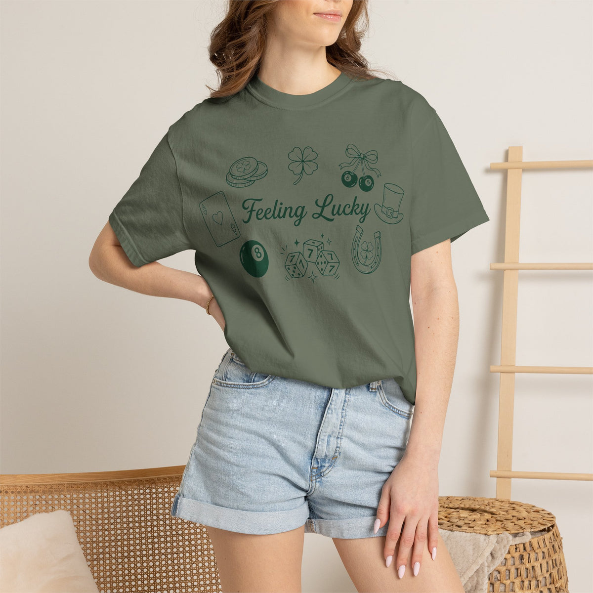 Feeling Lucky Wide Charms Shirt, St Patricks Clover Dice Tee, Green Luck Shirt, Irish Gift