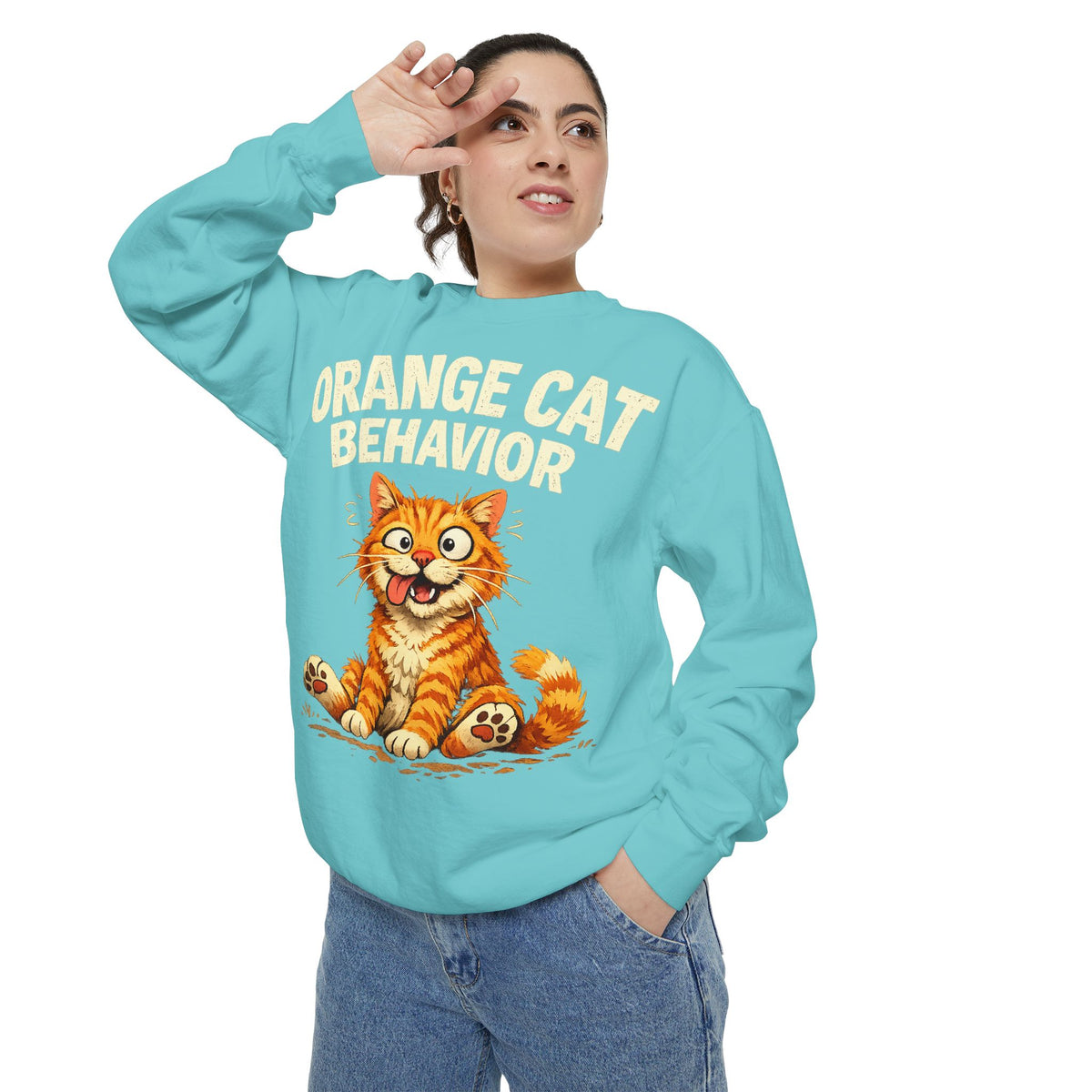 Orange Cat Behavior Sweatshirt — Cute Ginger Kitty Graphic Pullover
