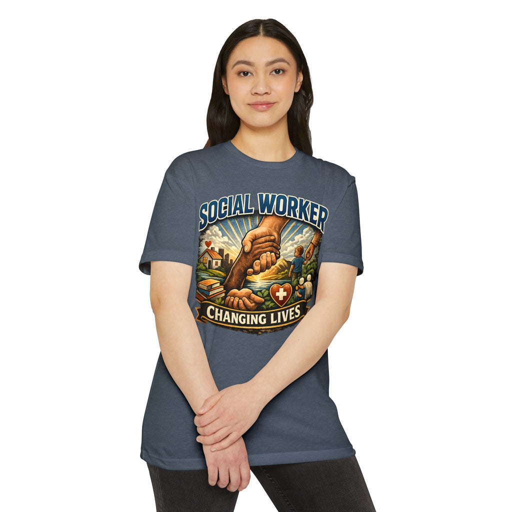 Social Worker T-Shirt — "Changing Lives" Graphic Tee for Caregivers & Advocates