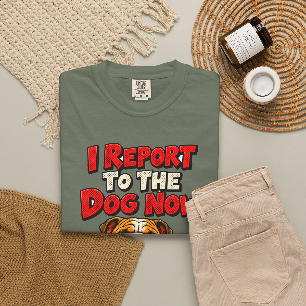 funny retirement shirt I Report To The Dog Now Shirt, Funny Retired Dog Lover Shirt, Comfort Colors