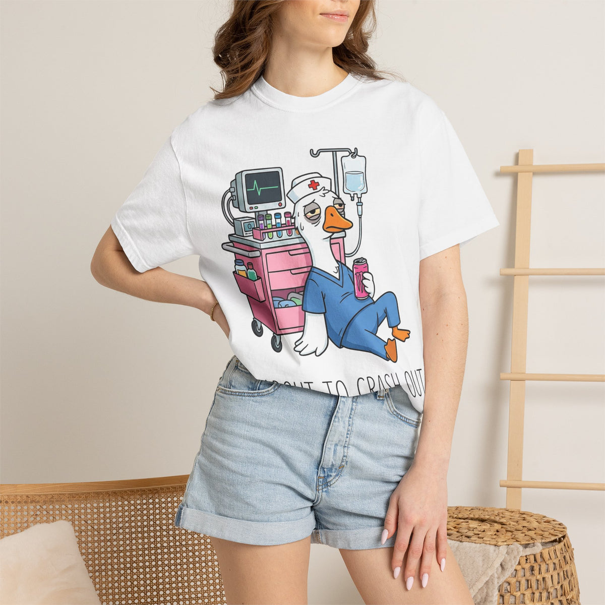 I'm About To Crash Out Shirt, Funny Night Shift Goose Nurse Tee, Burnt Out RN Shirt, Nurse Gift