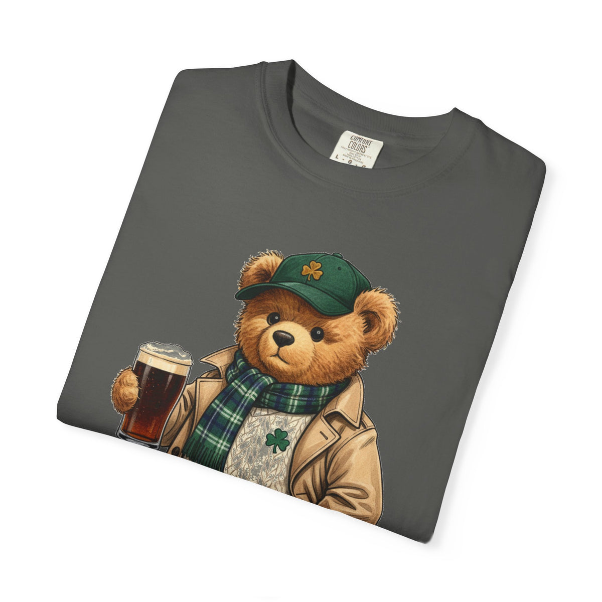 Irish Teddy Bear Trench Coat Shirt, Flat Cap Bear Stout Pint Tee, St Patricks Day Shirt, Irish Gift
