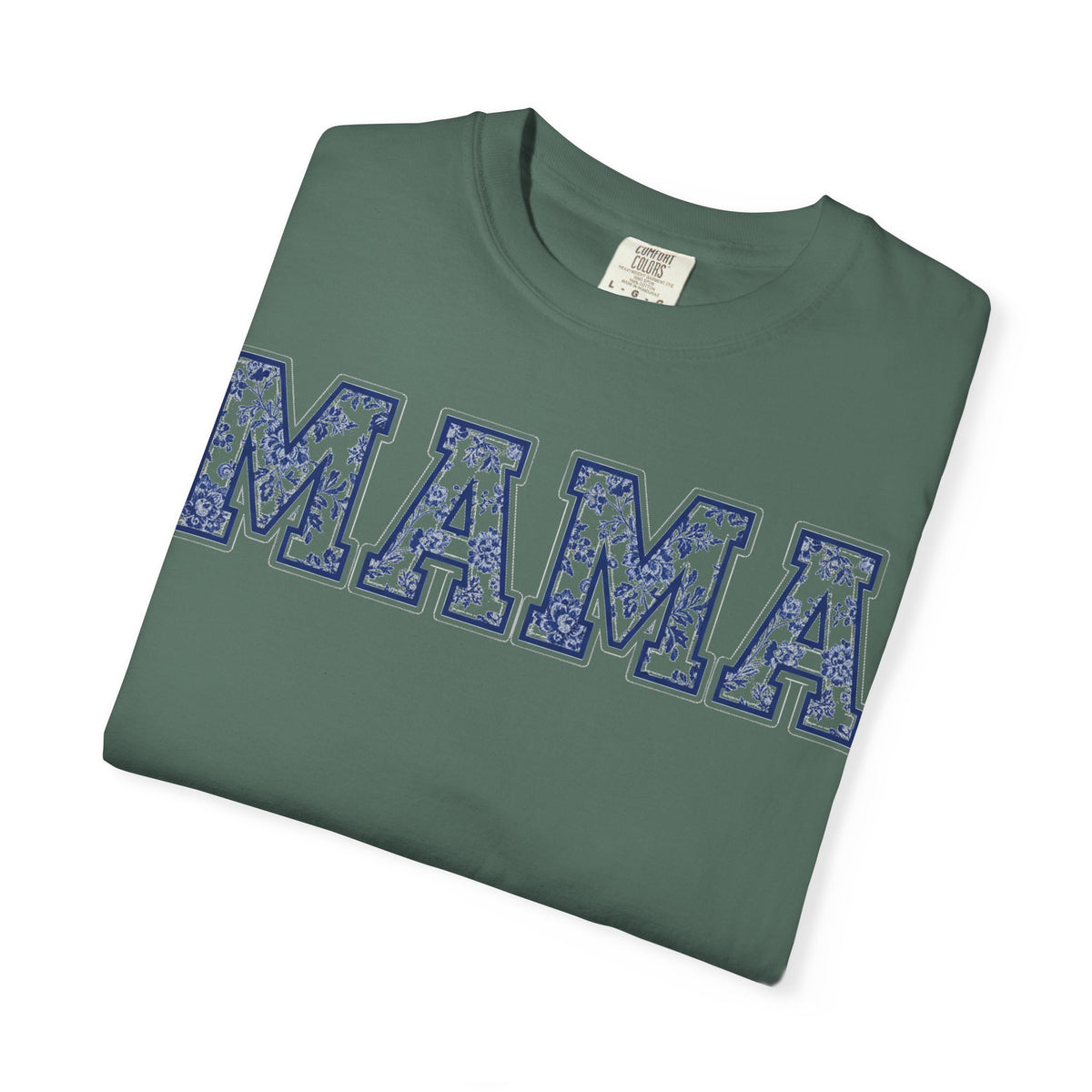 Mama Delft Blue Floral Shirt, Toile Varsity Applique Tee, Grandmillennial Mom Shirt, Mothers Day Gift