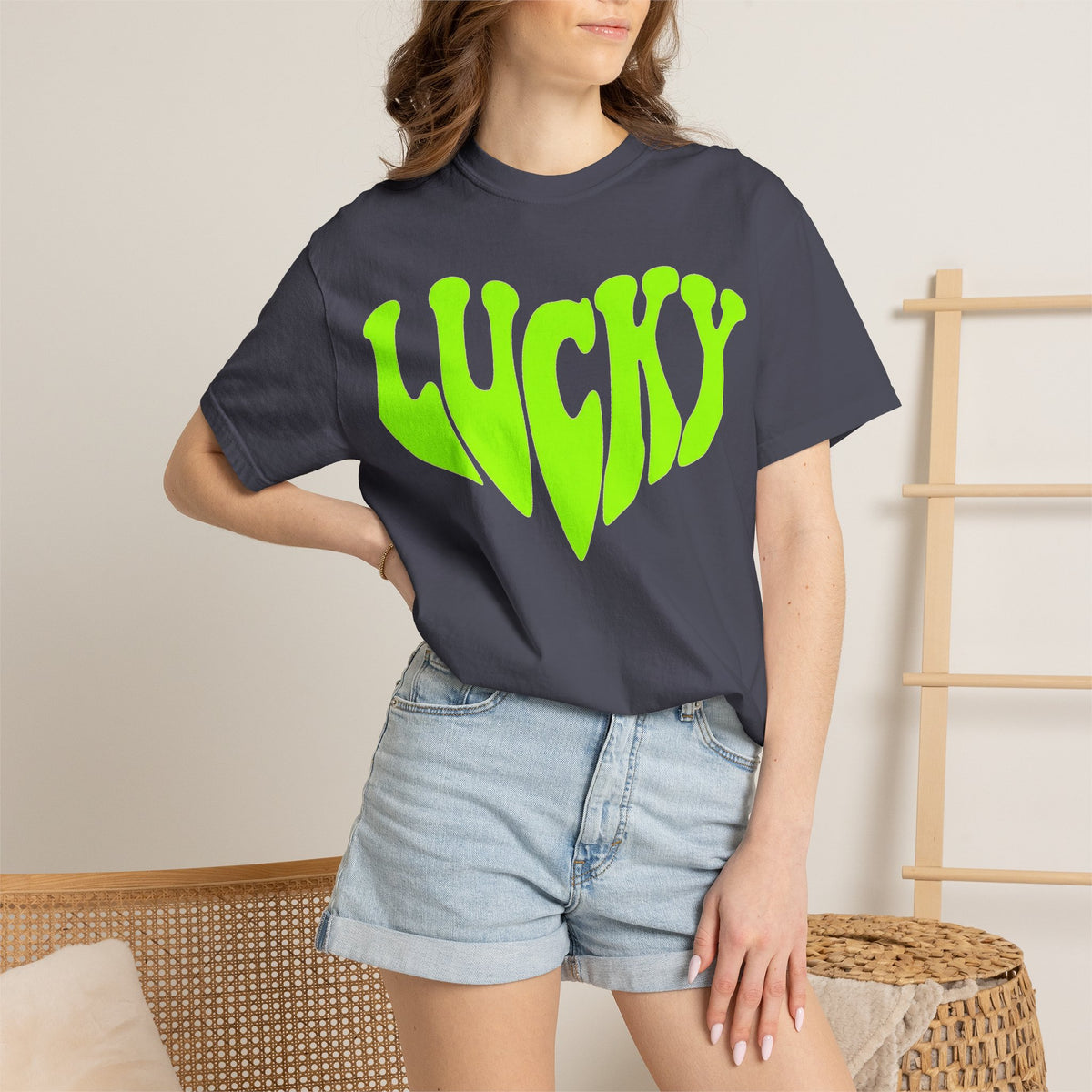 Lucky Melting Letters Shirt, Neon Green Trippy Tee, Psychedelic St Patricks Shirt, Festival Gift